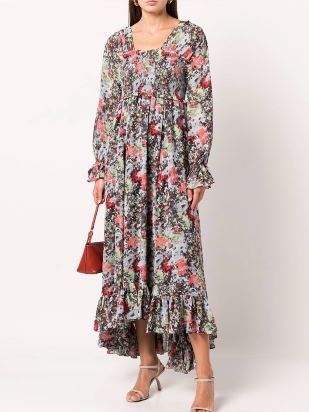 cinq a sept Leigh Floral Smocked Maxi Prairie Dress